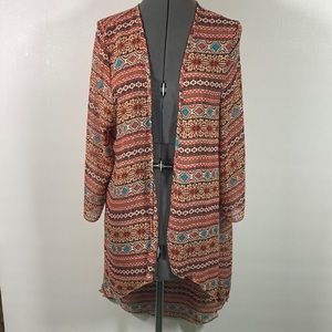 Absolute Angel Kimono/Cover Up Light Weight Multi Color Open Front Size L